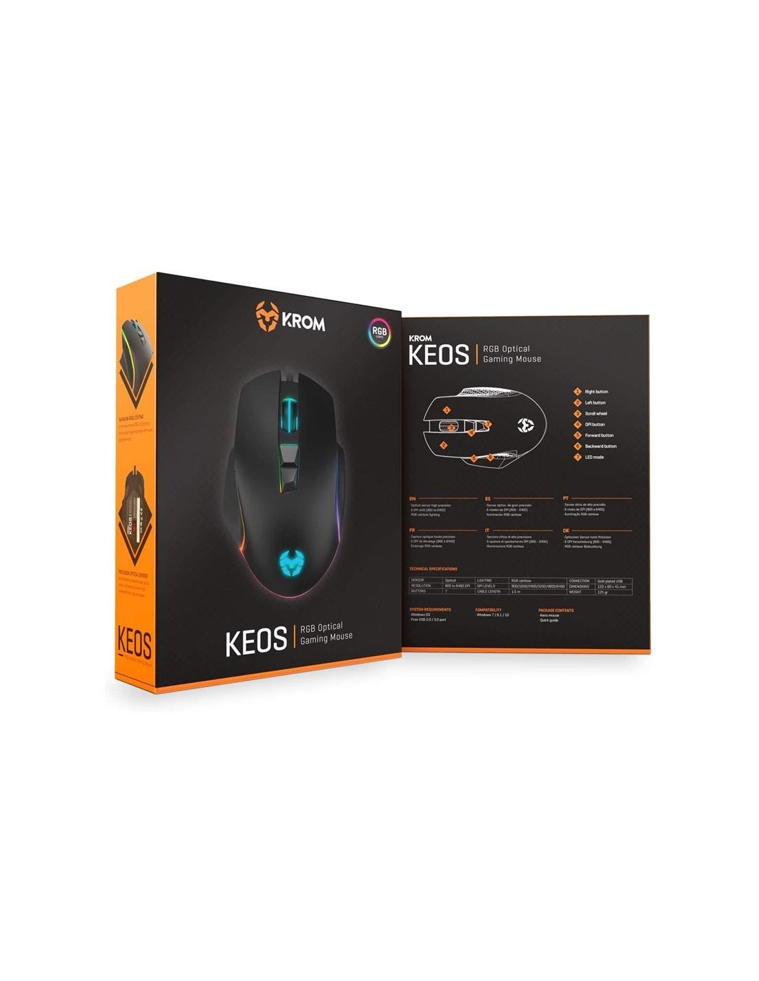 RATON KROM KEOS GAMING RGB RAINBOW