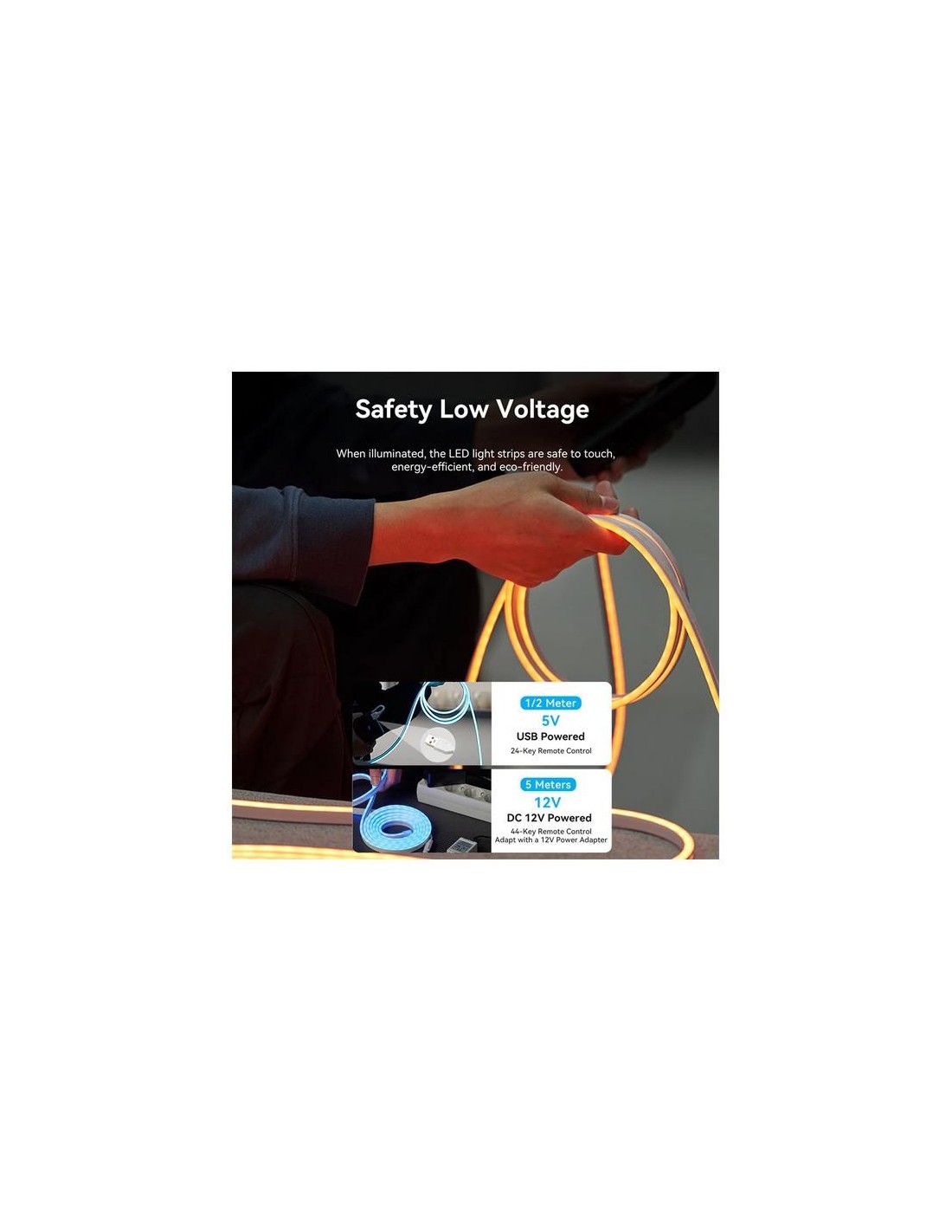 TIRA LED VENTION SILICONA NEON RGB CONTROL REMOTO 5V 1M