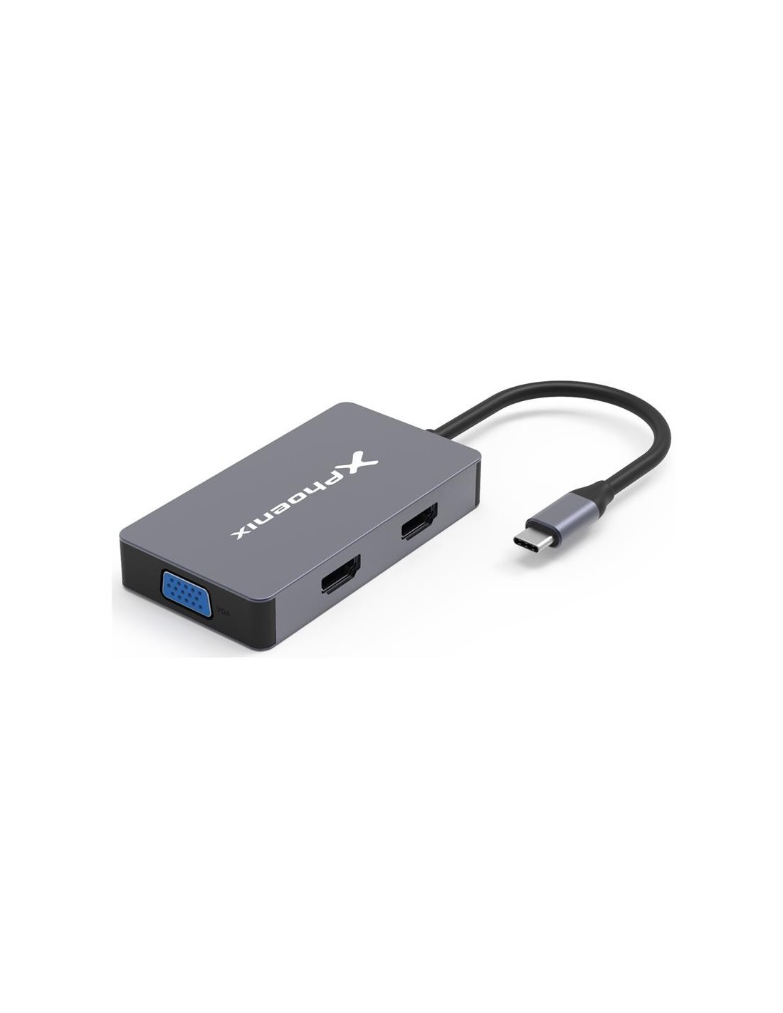 DOCK HUB USB-C PHOENIX 5 EN 1 HDMI 4K/VGA/USB 3.0 BLACK