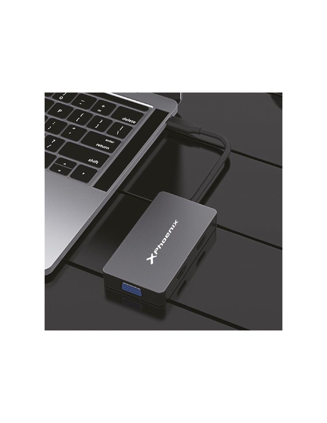 DOCK HUB USB-C PHOENIX 5 EN 1 HDMI 4K/VGA/USB 3.0 BLACK