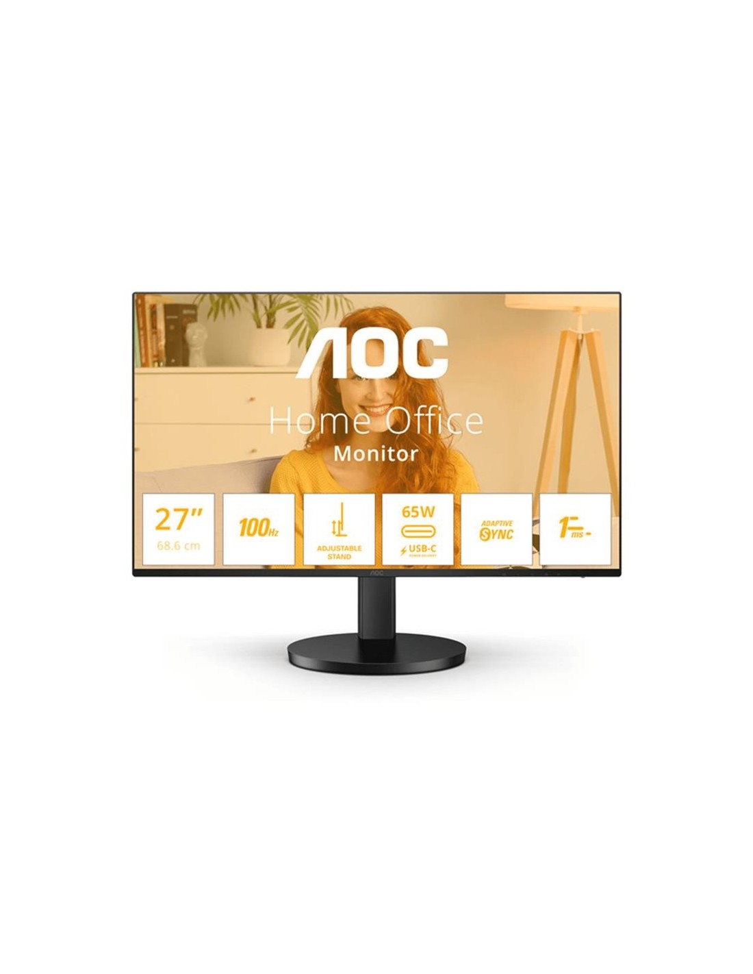 MONITOR AOC 27 100HZ QHD 2K MULTIMEDIA ERGO USB-C HDMI BLACK
