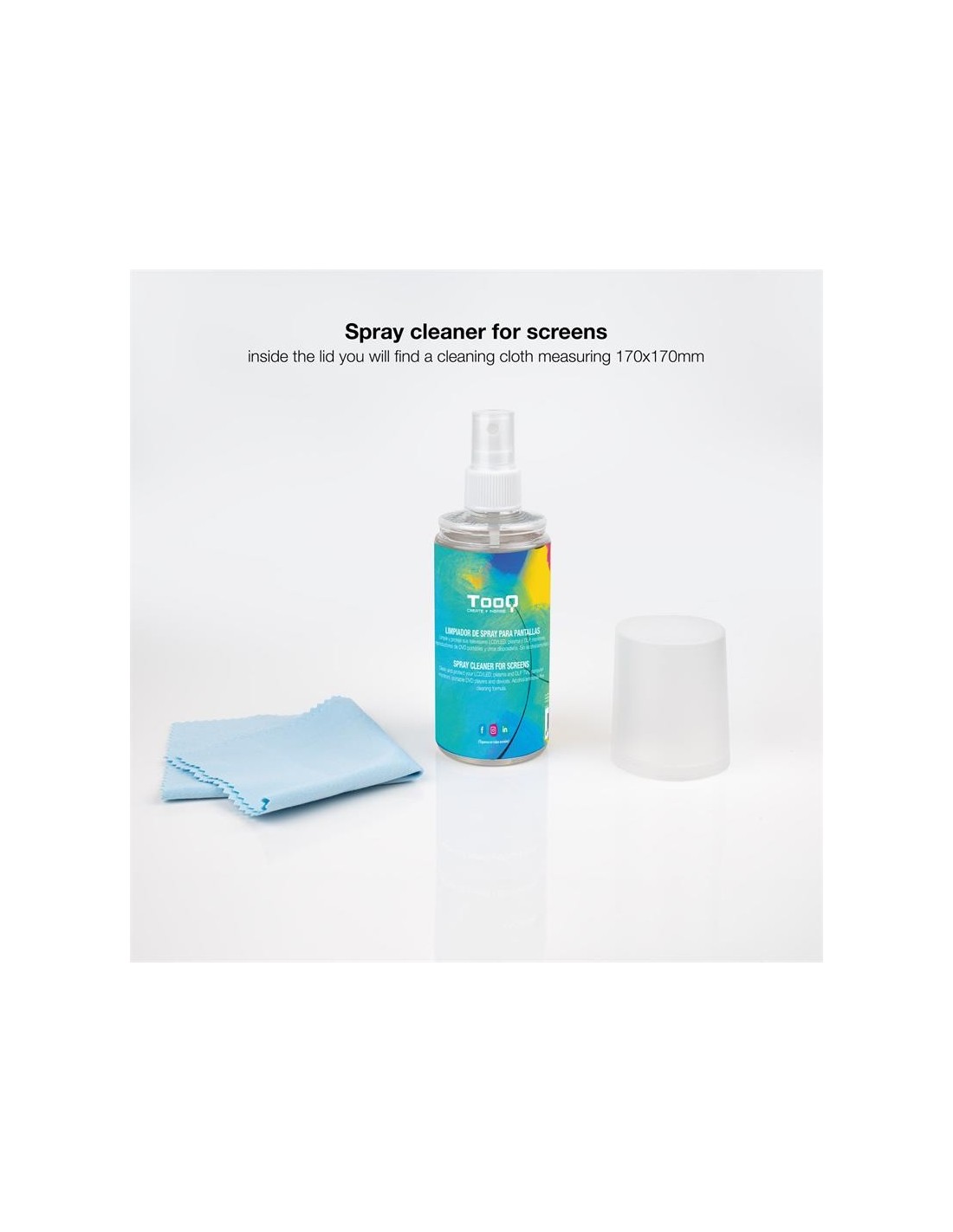 KIT TOOQ SPRAY LIMPIADOR PANTALLA 150ML + PAÑO MICROFIBRA