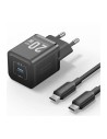 CARGADOR DE PARED VENTION GAN USB-C 20W BLACK + CABLE UCB-C 1M BLACK