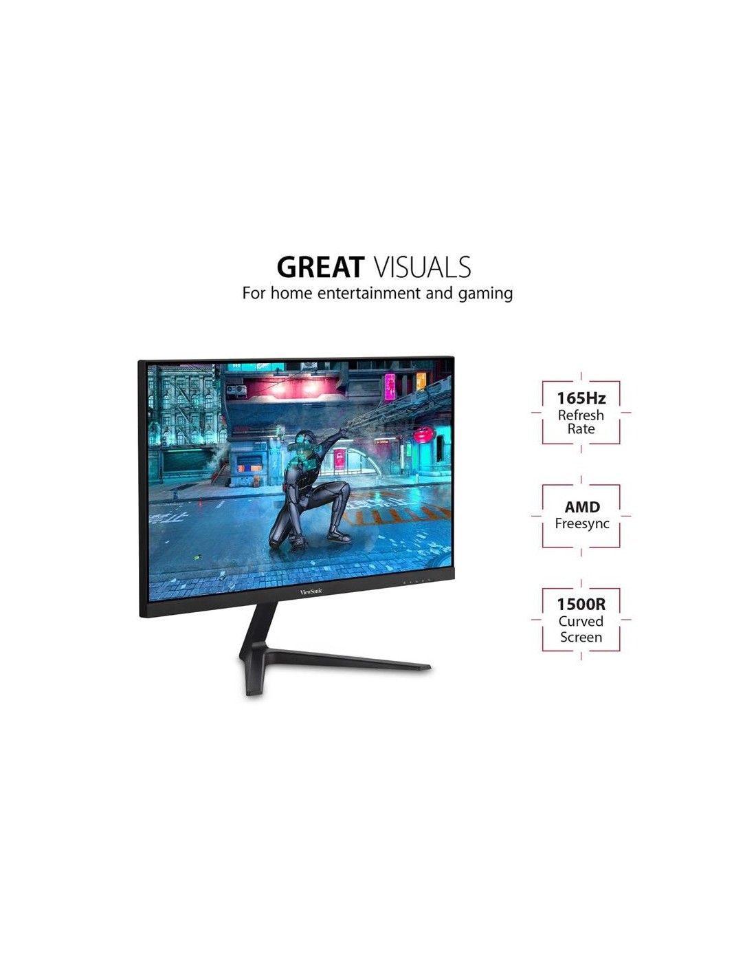 MONITOR VIEWSONIC 24 CURVO LED FHD HDMI DP 165Hz 3YR GARANTIA