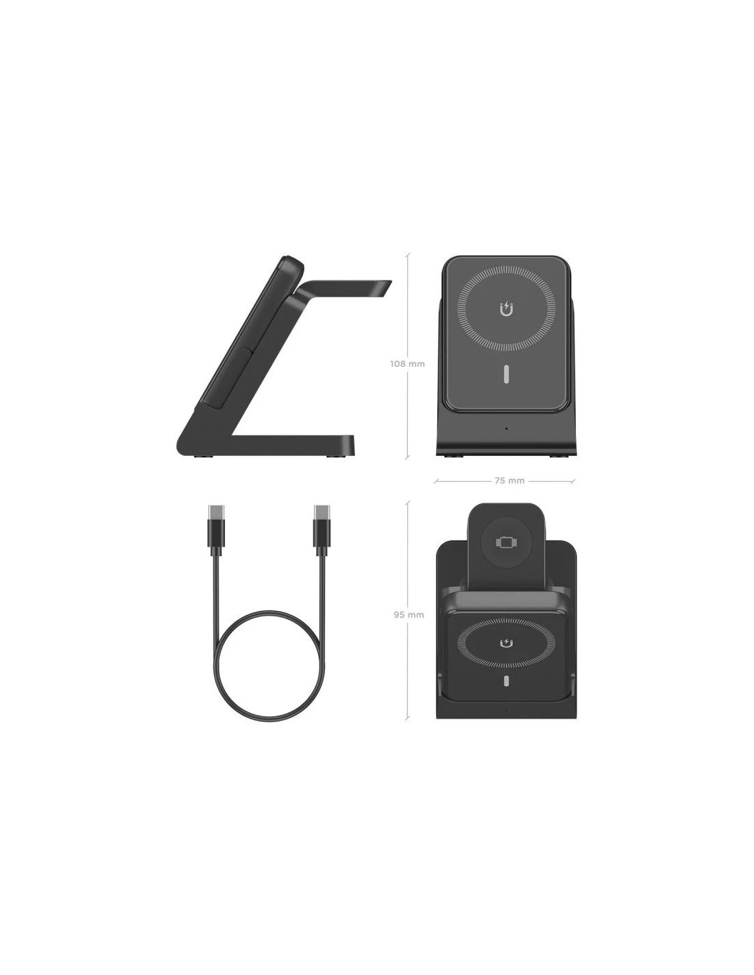 BASE CARGADOR AISENS SMARTPHONE/APPLE WATCH/AURICULARES WIRELESS 15W BLACK