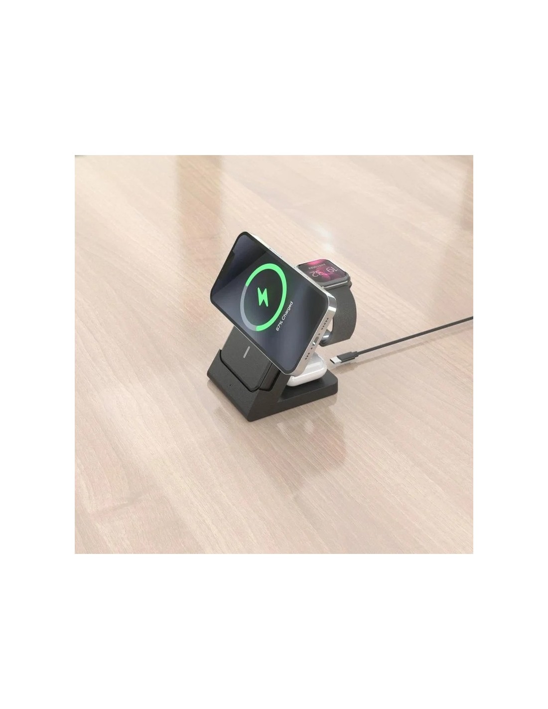 BASE CARGADOR AISENS SMARTPHONE/APPLE WATCH/AURICULARES WIRELESS 15W BLACK