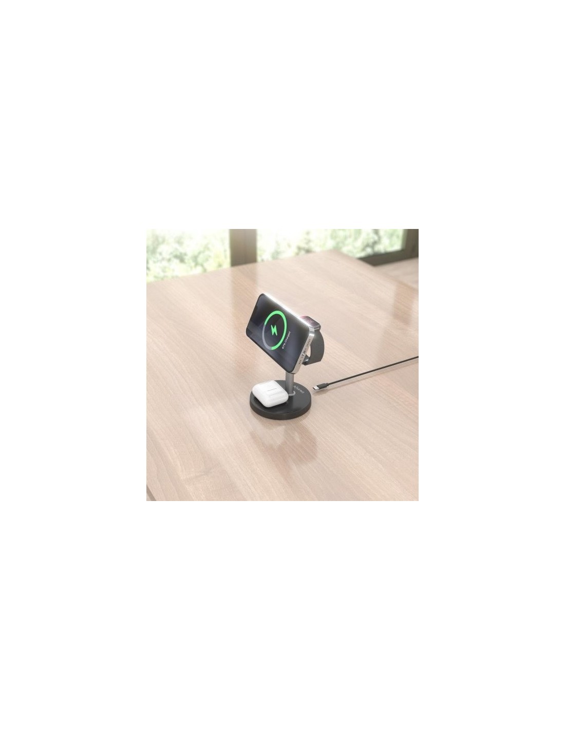 BASE CARGADOR AISENS SMARTPHONE/APPLE WATCH/AURICULARES WIRELESS QI2 15W USB-C BLACK