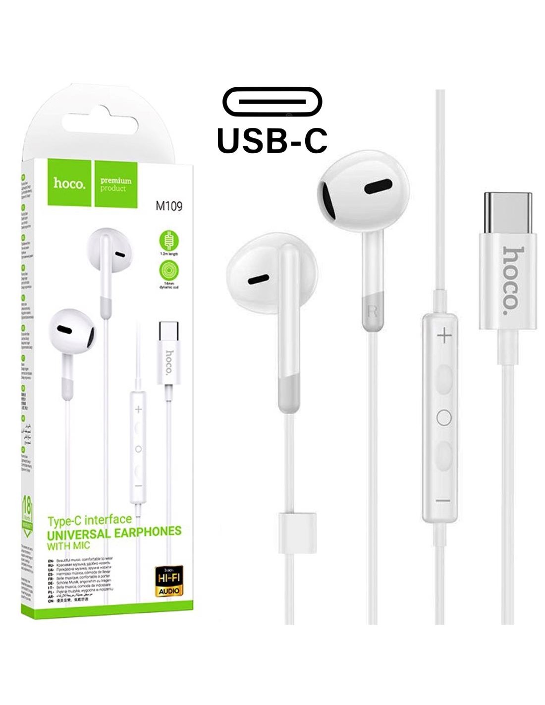 Hoco M109 Auricular con Micrófono y Conexión USB-C white
