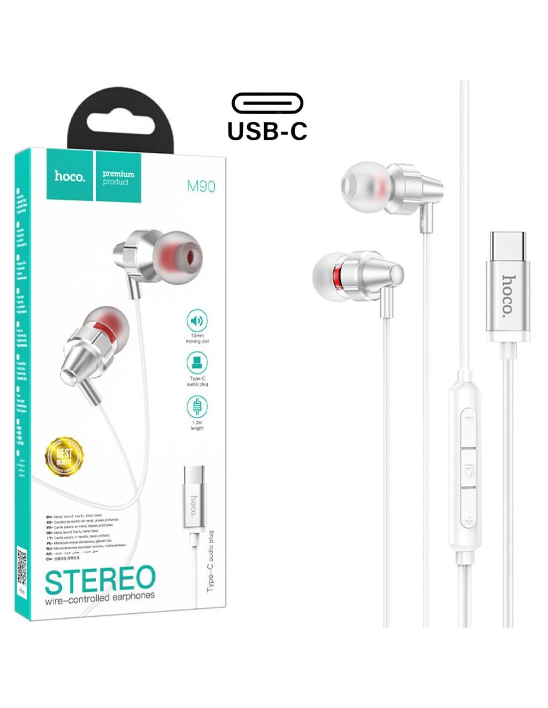 Hoco M90 Auricular USB-C con MicrÃ³fono Plata