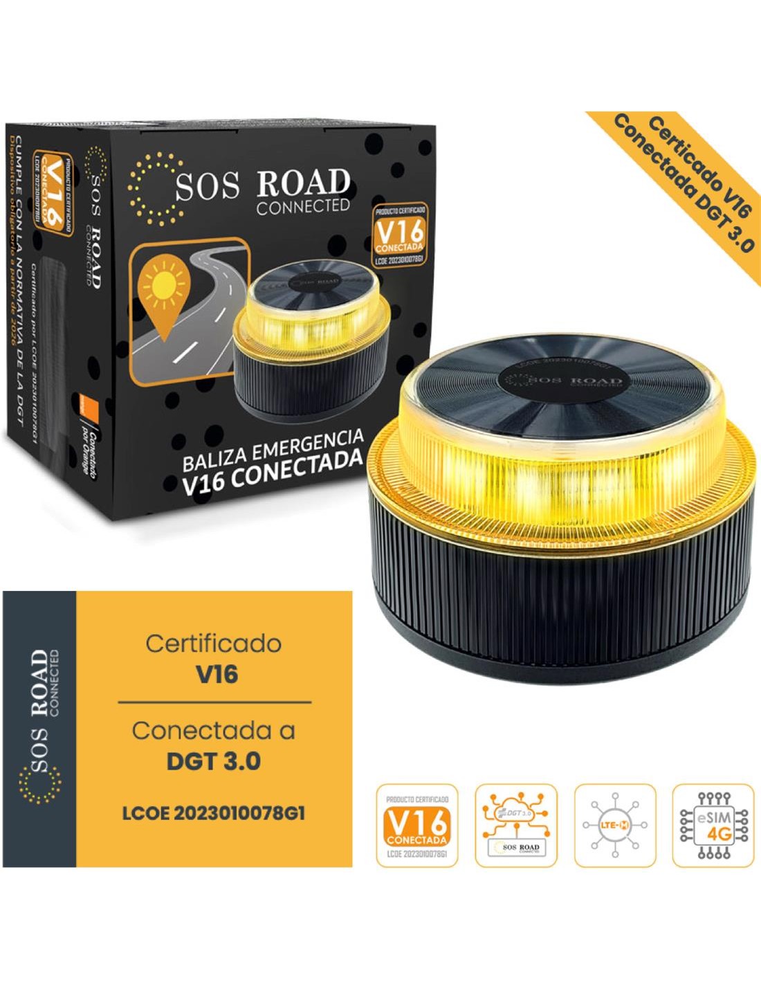 Baliza V16 SOS Road Conectada Homologada por DGT 2026