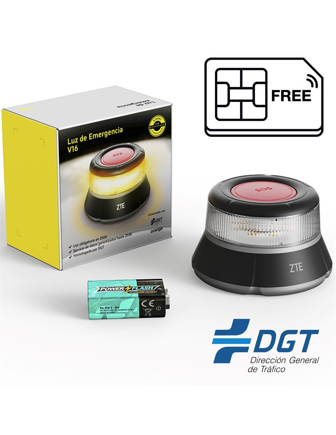 Zte Baliza de Emergencia V16 Conectada Homologada para 2026