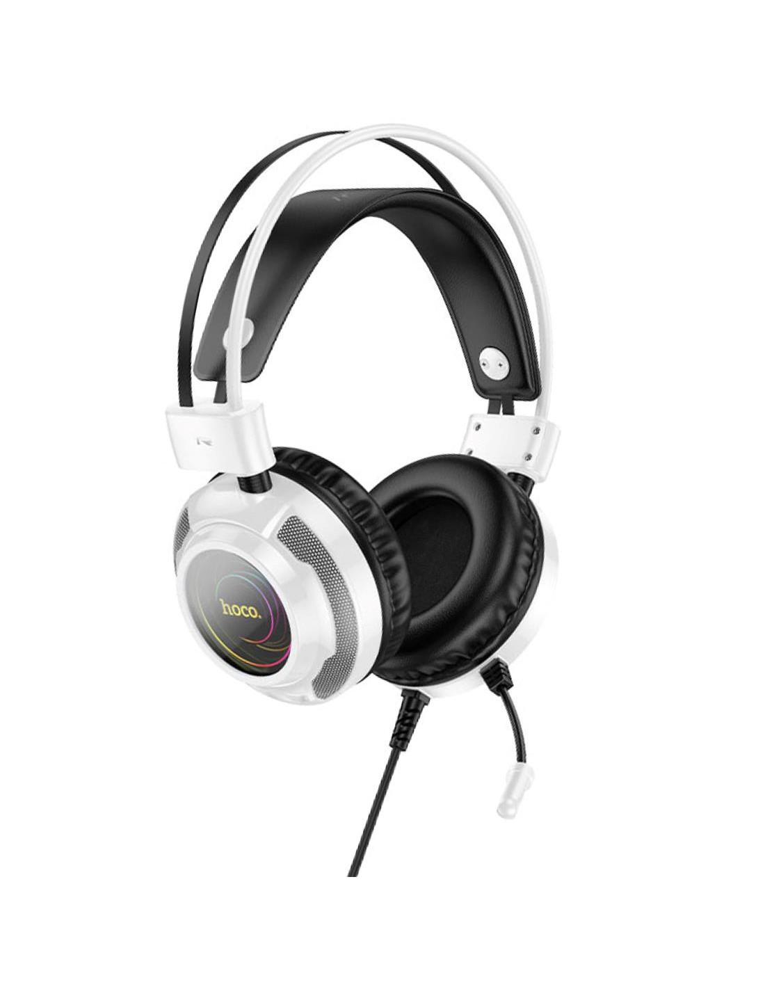 Hoco W110 Auricular Gaming con Luces RGB y Conexión 3.5mm y USB Blanco