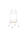 AISENS Soporte de suelo eco con rueda, 1 bandeja para pantalla interactiva/TV 80kg de 37-86, Blanco+Madera