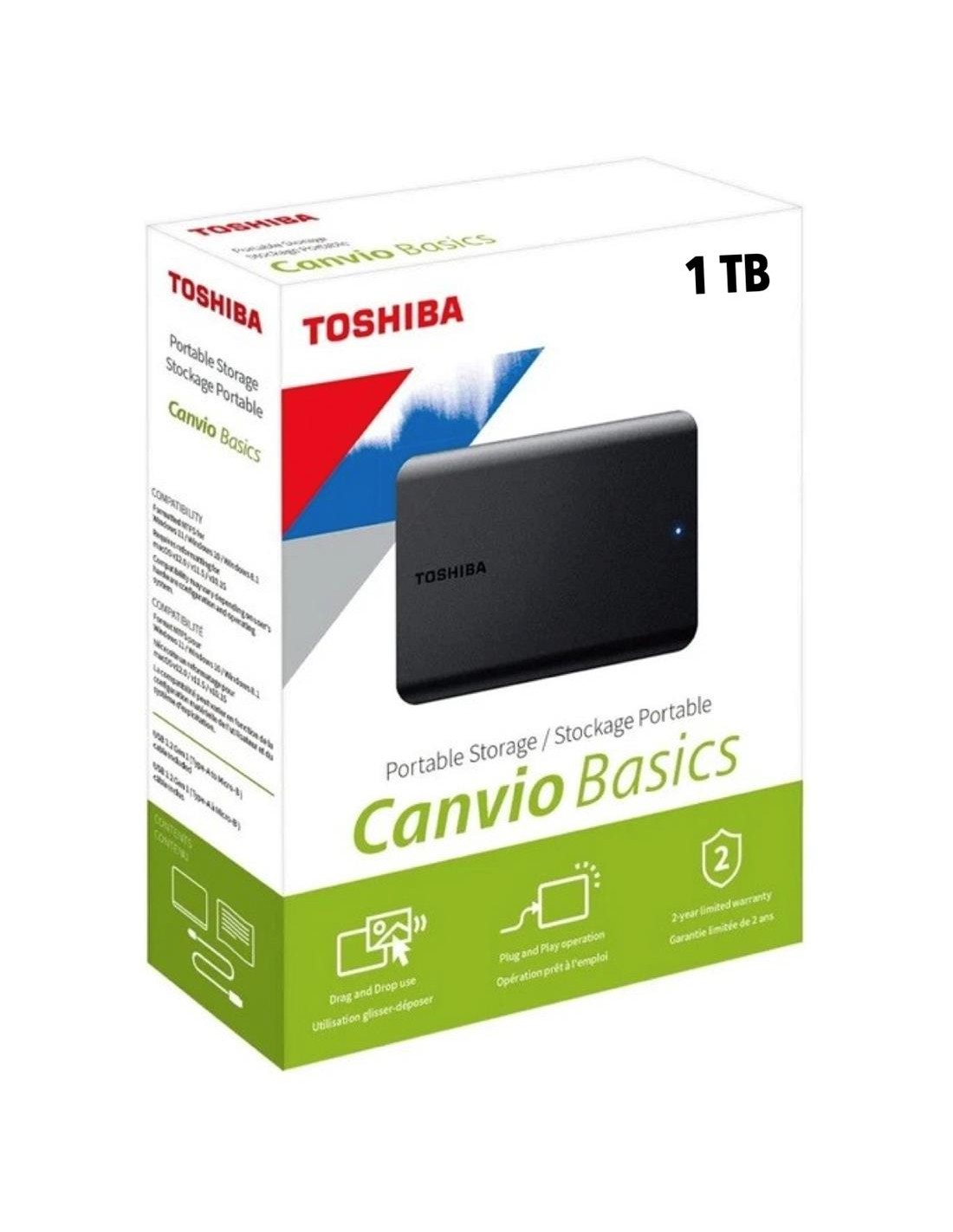 Disco Duro Externo TOSHIBA 1 TB USB 3.2 CANVIO BASIC (HDTB510EK3AA)