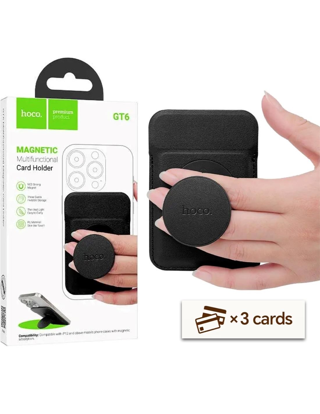 Hoco GT6 Tarjetero Magsafe con Soporte Negro