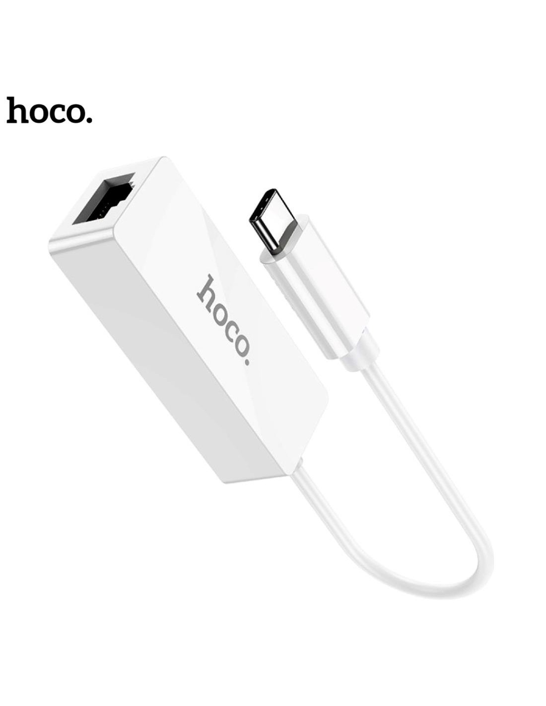 Hoco UA22 Adaptador USB-C a Ethernet 100 Mbps Blanco