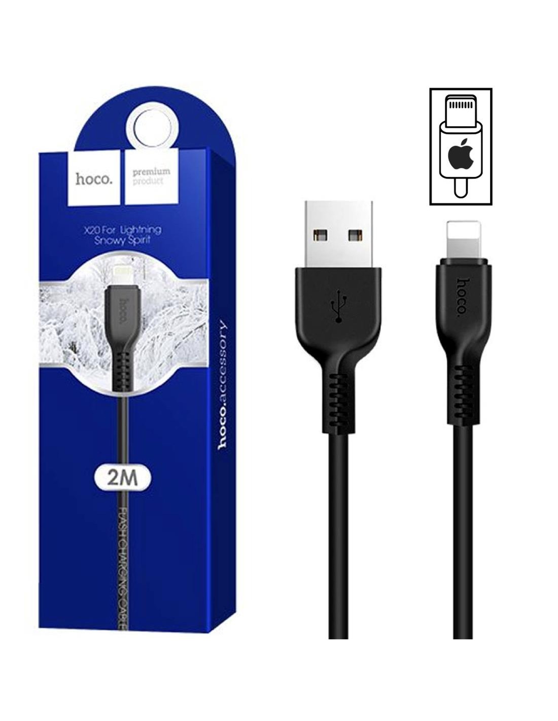 Cable USB a Lightning 2 metros Hoco X20 Flash Negro