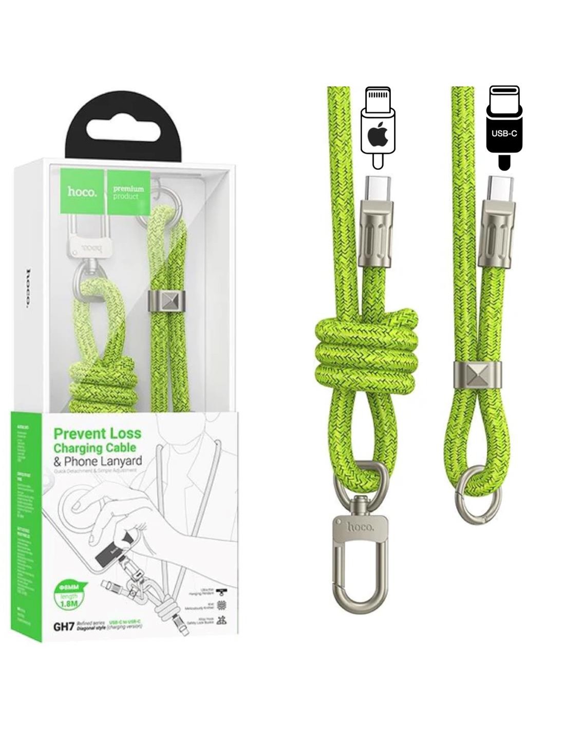 Hoco GH7 Colgatnte para Móvil con Cable USB-C a Lightning 1.8m Fluorescent Green