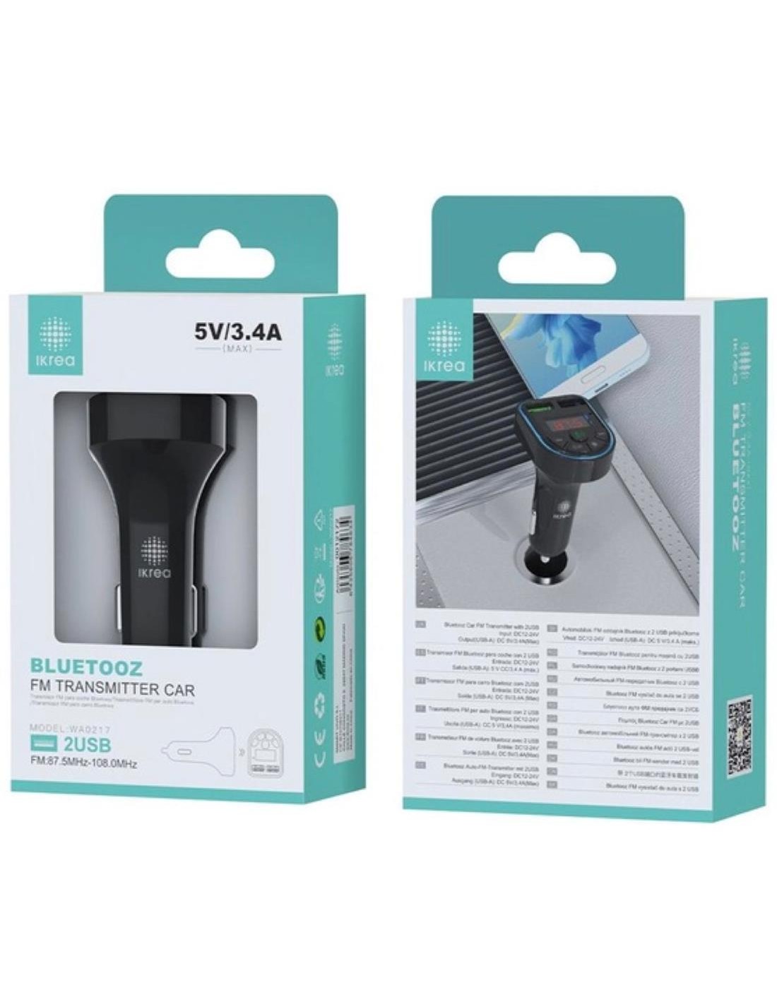 Transmisor FM con Bluetooth Ikrea WA0217 con cargador 18W