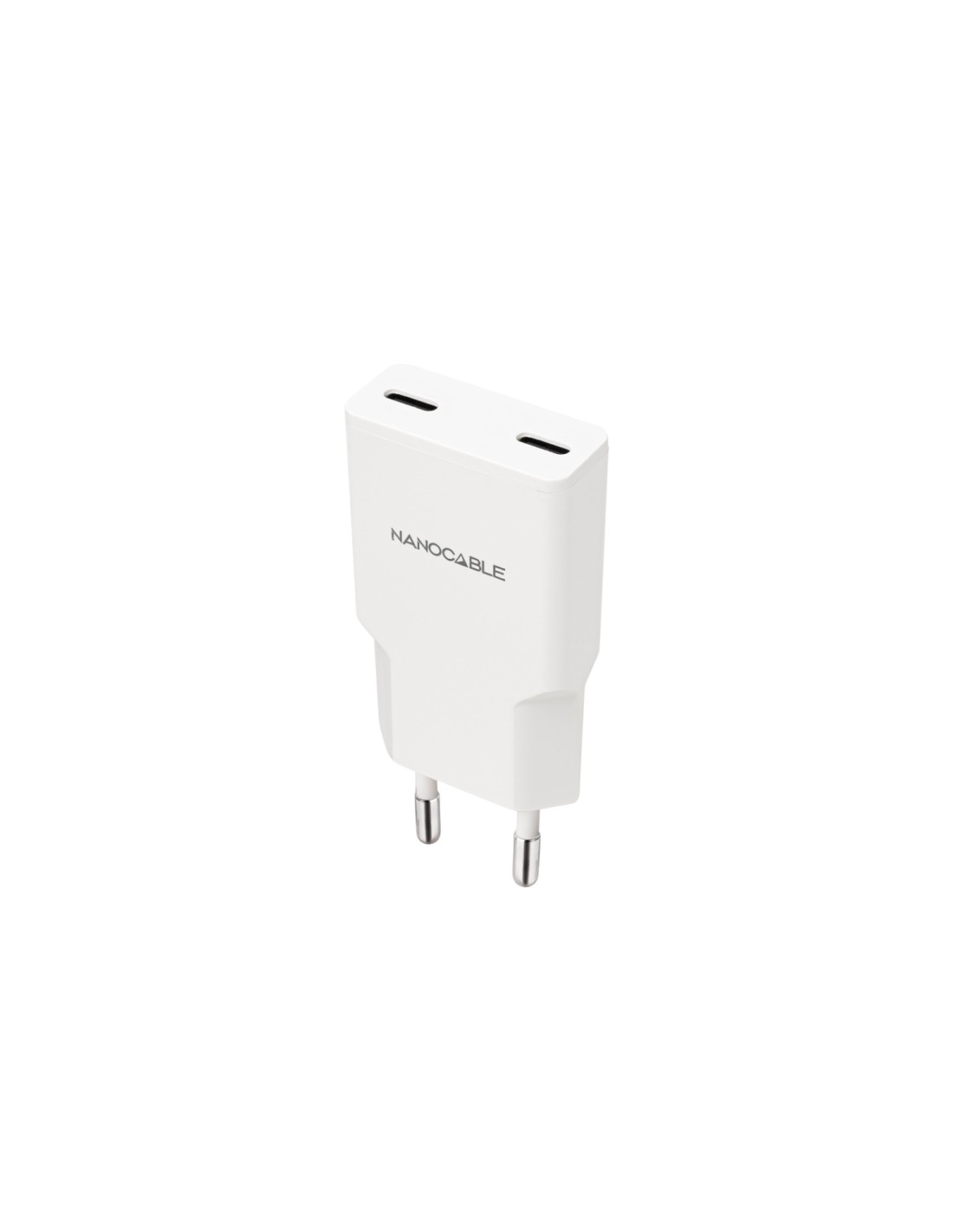 Nanocable Cargador 2xUSB-C/PD 20W, Blanco