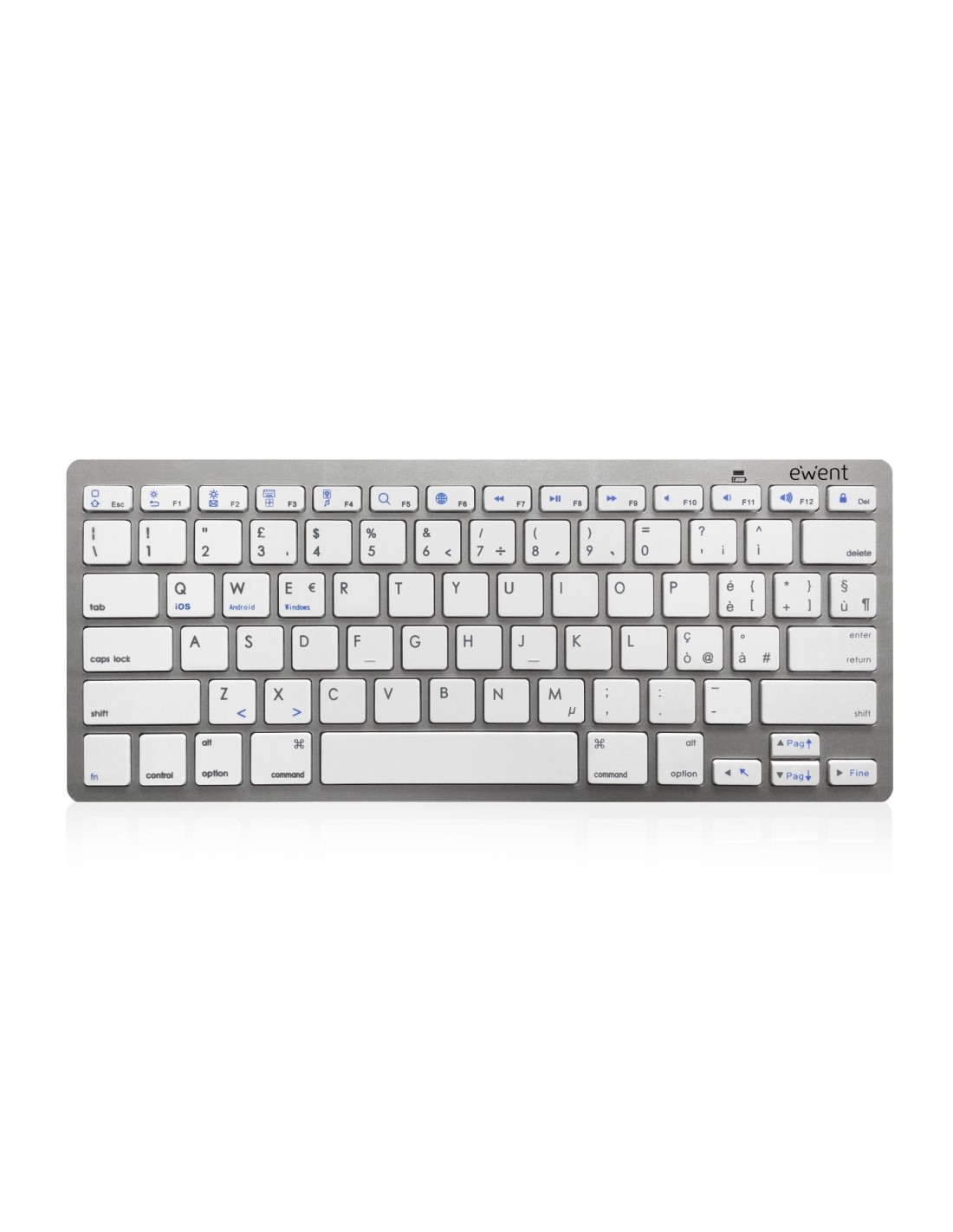 Ewent EW3160 teclado para mÃ³vil Italiano Bluetooth Plata, Blanco