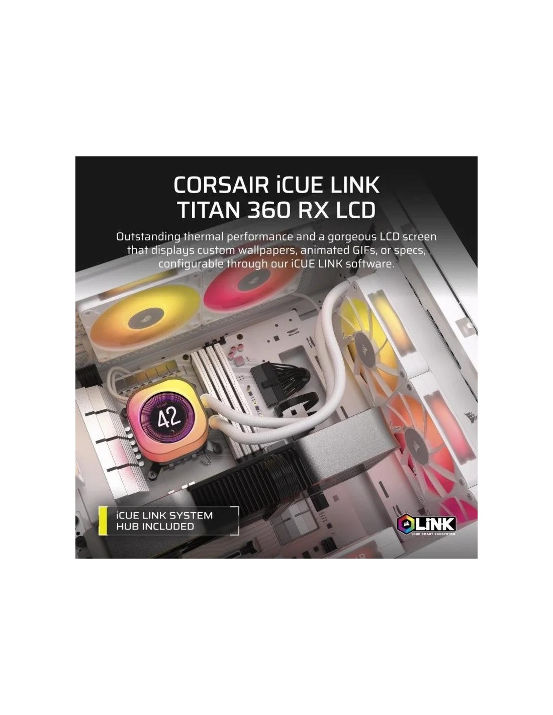 REFRIGERACION LIQUIDA CPU CORSAIR ICUELINK TITAN 360 RX 360MM RGB LCD WHITE
