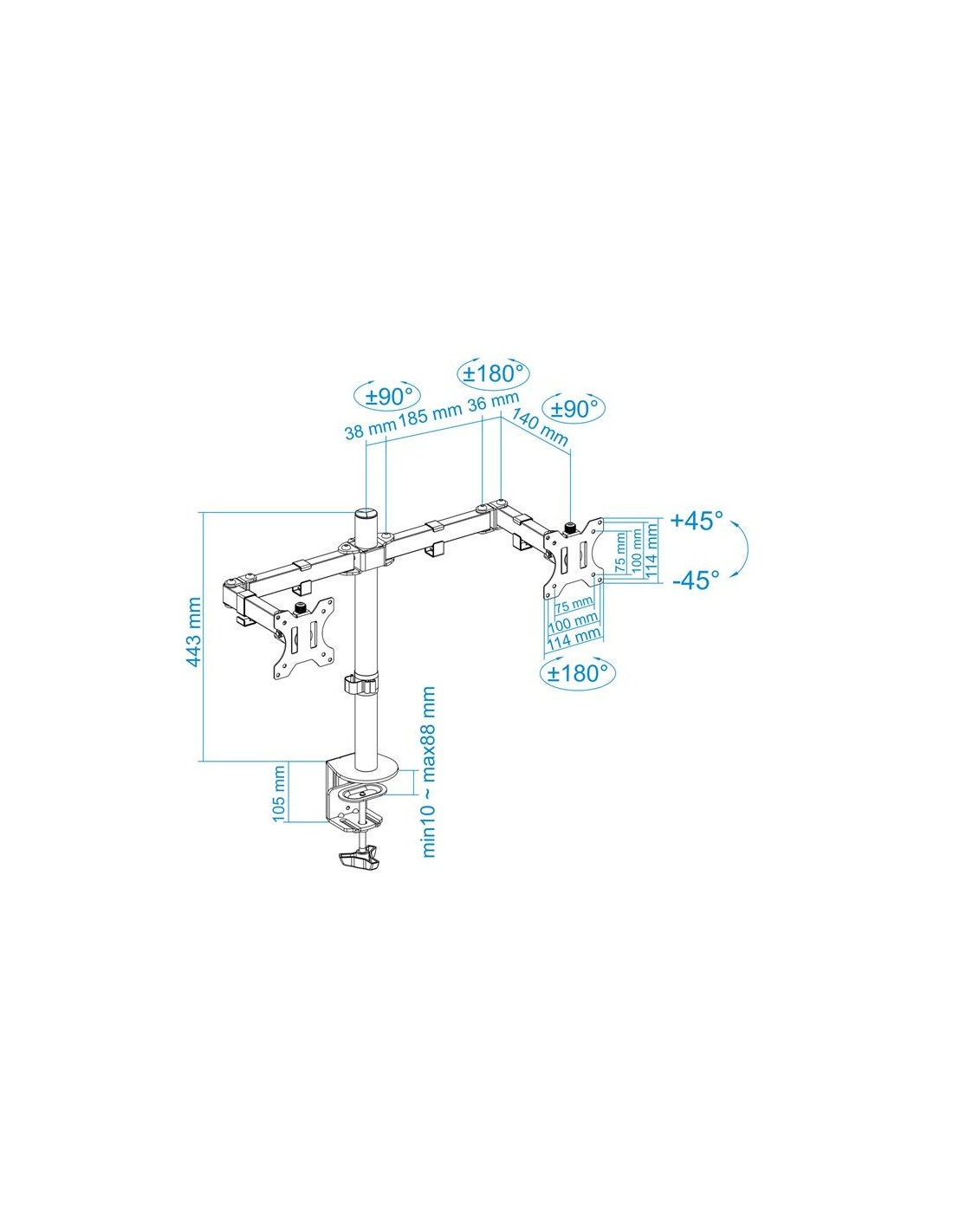 SOPORTE DE MESA TV/MONITOR TOOQ DB1232TN-B 13-32 2 BRAZOS BLACK