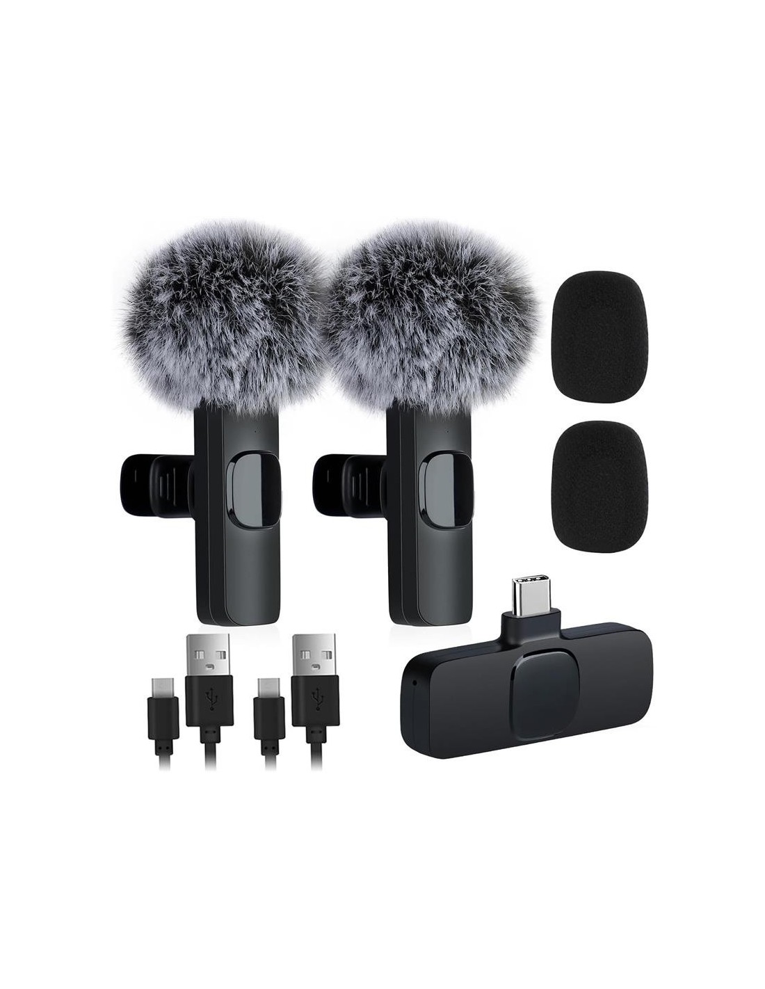 MICROFONO RECEPTOR ONEWAY USB C LAVALIER 2 MICROFONOS PINZA WIRELESS