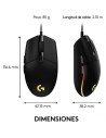 RATON LOGITECH G203 LIGHTSYNC RGB USB BLACK