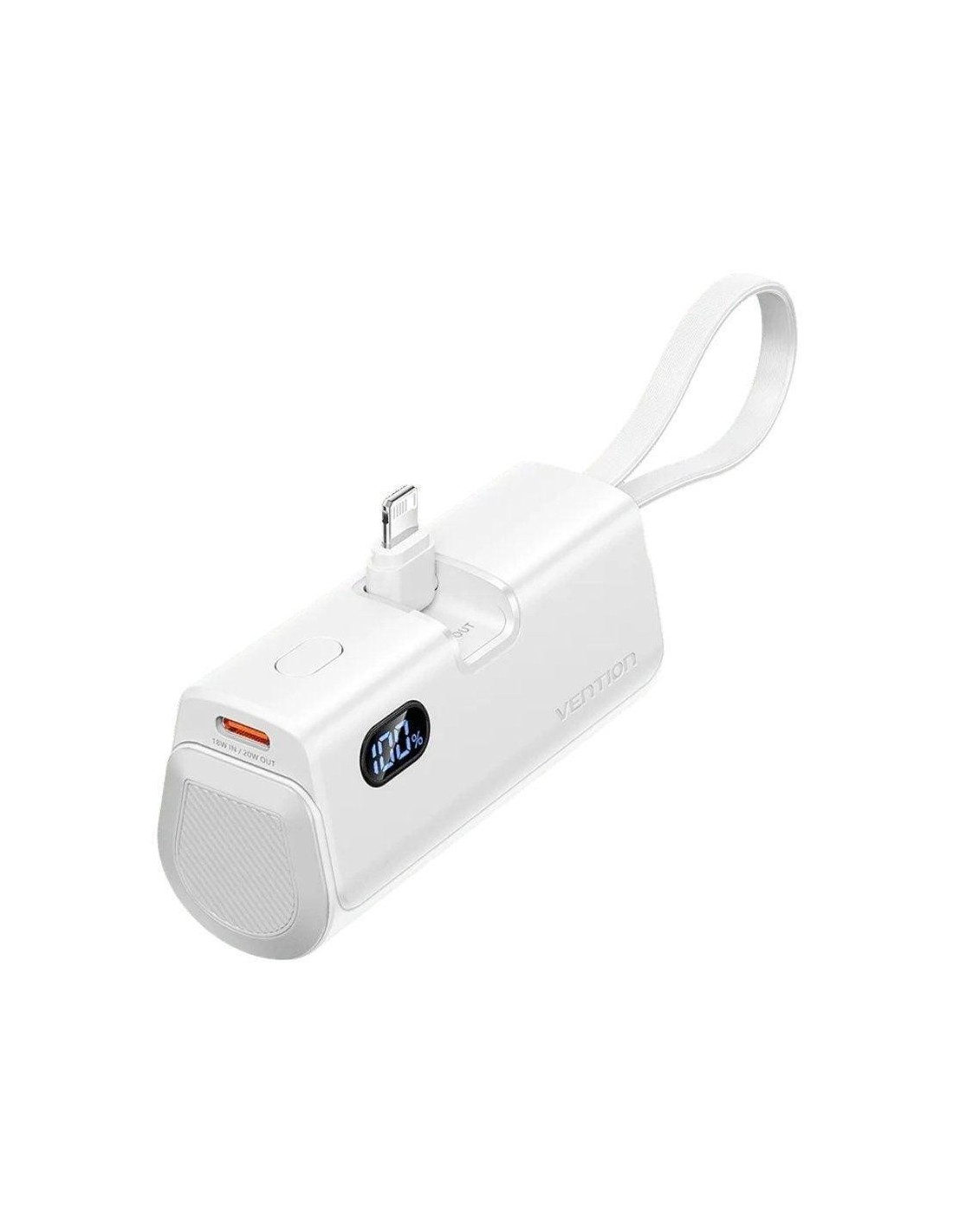 POWERBANK VENTION 4800MAH 2XUSB-C + LIGHTNING PLEGABLE 22.5W WHITE