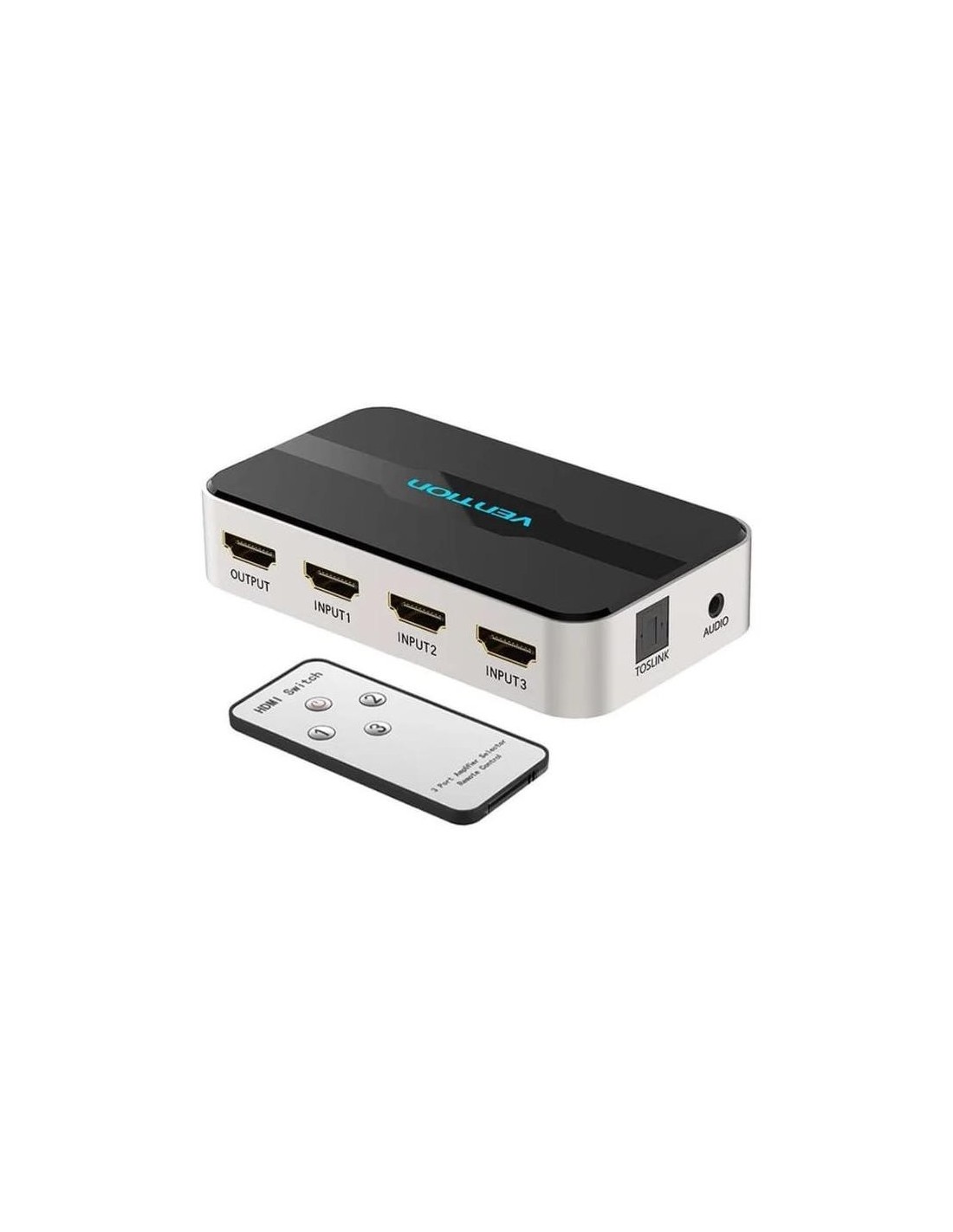 DUPLICADOR VENTION 3XHDMI HEMBRA - HDMI MACHO X1 AUDIO SILVER/BLACK