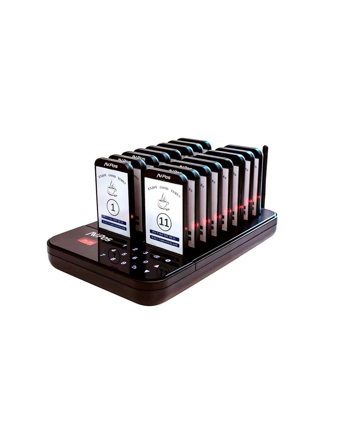 AVISADOR DE CLIENTES AVPOS 16 UDS + BASE DE CARGA