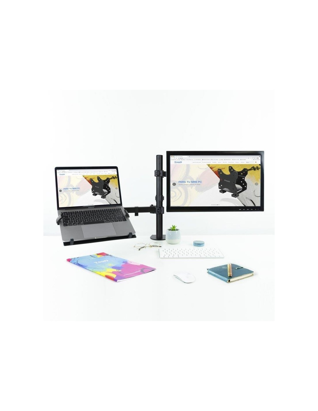 SOPORTE DE MESA MONITOR/PORTATIL TOOQ DB1200TN-B 13-32 2 BRAZOS BLACK