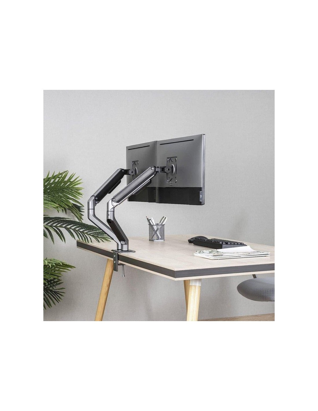 SOPORTE DE MESA TV/MONITOR TOOQ DB4132TNR-G 17-32 2 BRAZOS ASISTIDO GREY