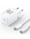 CARGADOR DE PARED VENTION GAN USB-C 20W WHITE + CABLE UCB-C 1M WHITE
