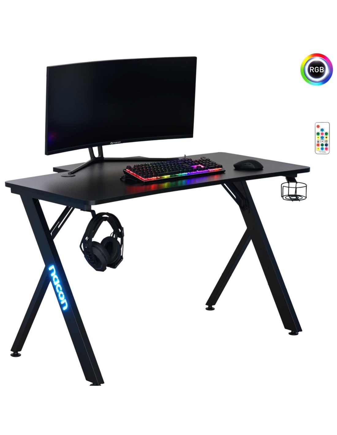 Nacon Escritorio Gaming con LEDs RGB y acabado Fibra de Carbono (PCGD-RGB)