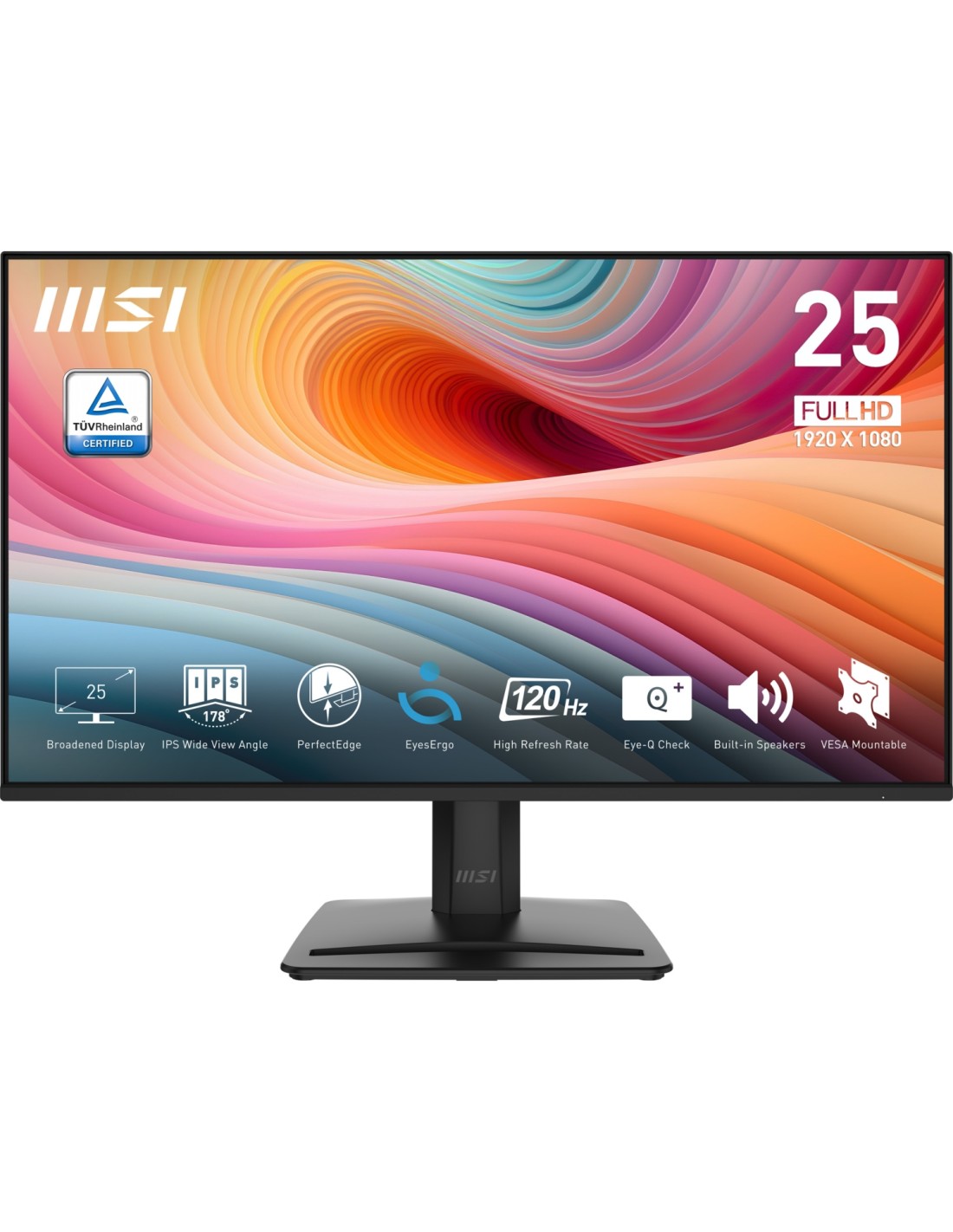 MSI PRO MP251 E2 24.5â€³ 1080p 120Hz IPS HDR Altavoces Adaptive Sync VESA Monitor Negro