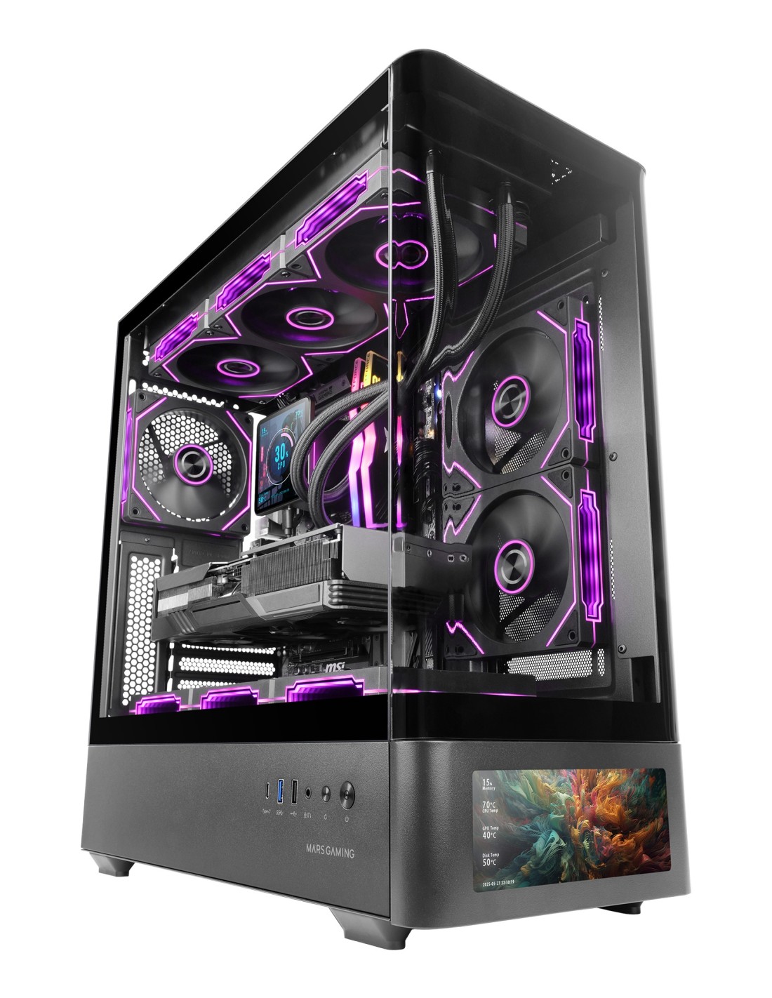 Mars Gaming MCLCDPRO carcasa de ordenador Midi Tower Negro