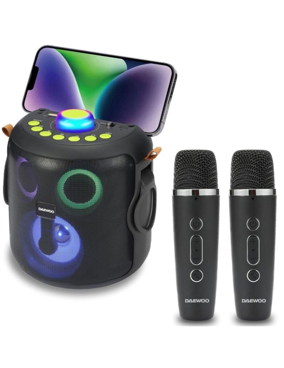 Daewoo DW3008 Altavoz Karaoke Bluetooth y USB 15W Recargable con 2 MIcros