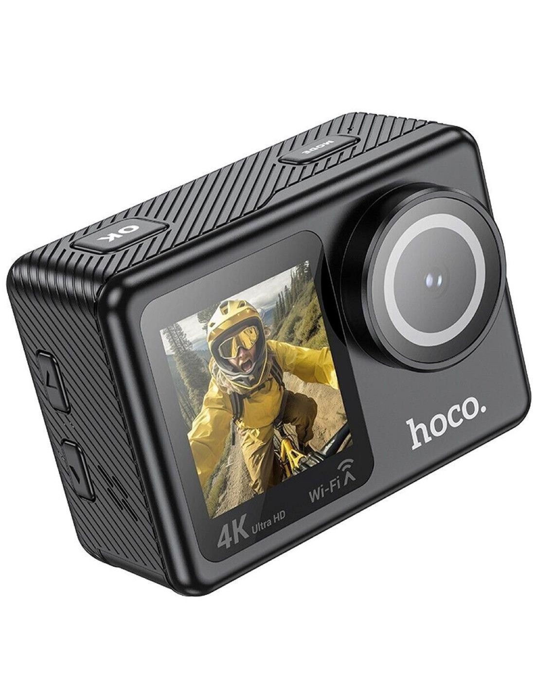 Hoco DV101  CÃ¡mara Deportiva 4K con 2 Pantallas Incluye Carcasa y 10 Accesorios