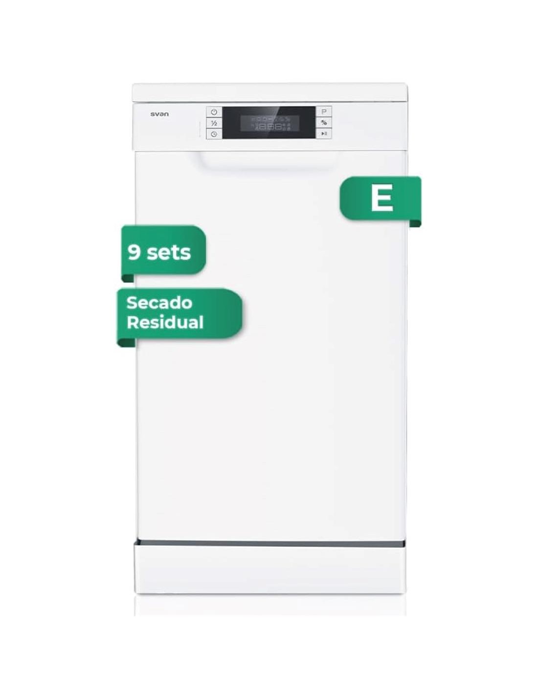 Svan SJ94500ED Lavavajillas  45 cm 9 sets E Blanco Display Led
