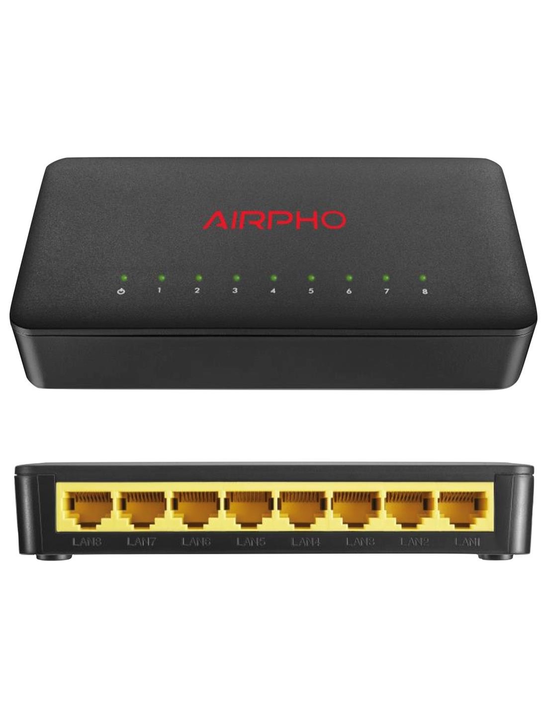 AIRPHO AR-GS108 Switch Gigabit de 8 Puertos 10Mbps 100Mbps 1000Mbps