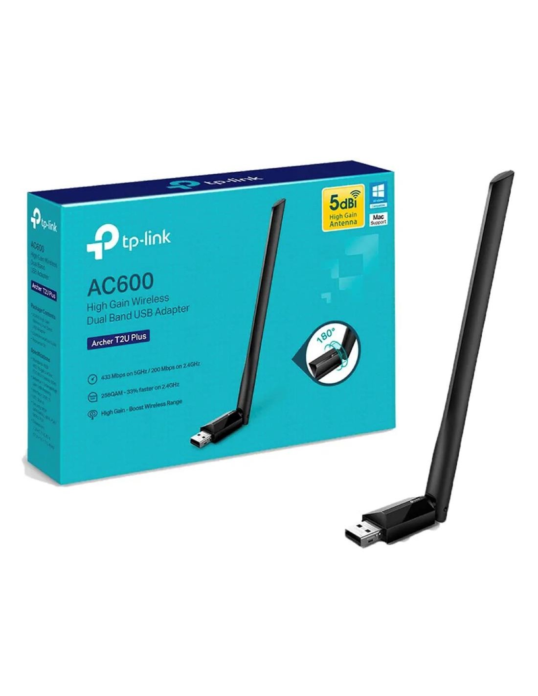 Tp-Link Adaptador Red AC600 Doble Banda USB 2.0 (Archer T2U Plus)
