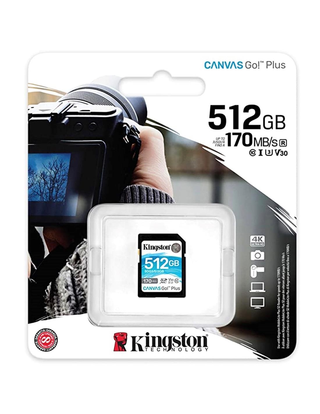 Memoria SDXC 512GB Kingston Go Plus 170R C10 UHS-I U3 V30