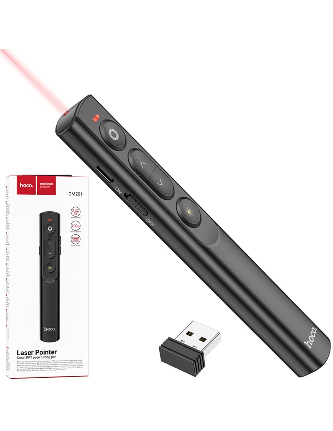 Hoco GM201 Presentador InalÃ¡mbrico Recargable con puntero LÃ¡ser