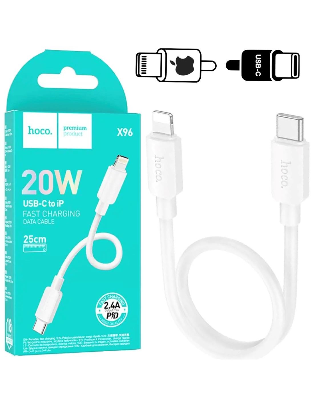 Hoco X96 Cable Hyper PD Lightning 0.25 Metros White