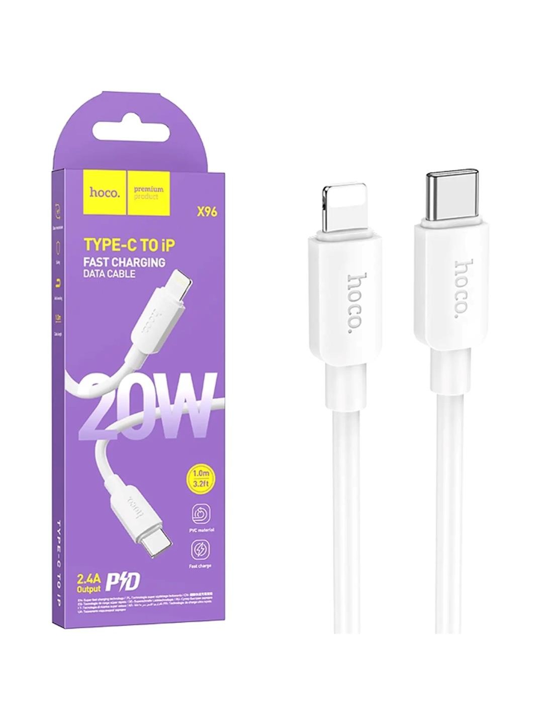 Cable USB-C a Lightning Hoco X96 20W Blanco
