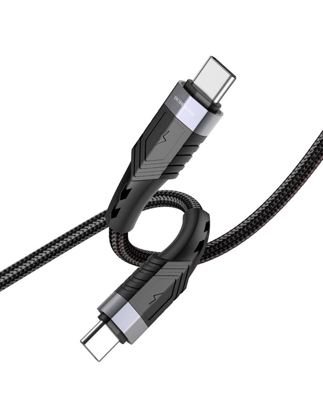 Cable USB-C a USB-C 1.2 metros 60W Borofone BU35 Cuerda Reforzado Negro