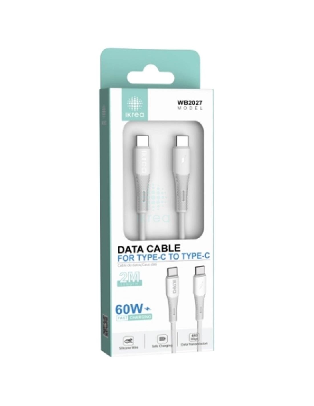 Cable USB-C a USB-C Carga RÃ¡pida 60W 2 Metros Ikrea WB2027