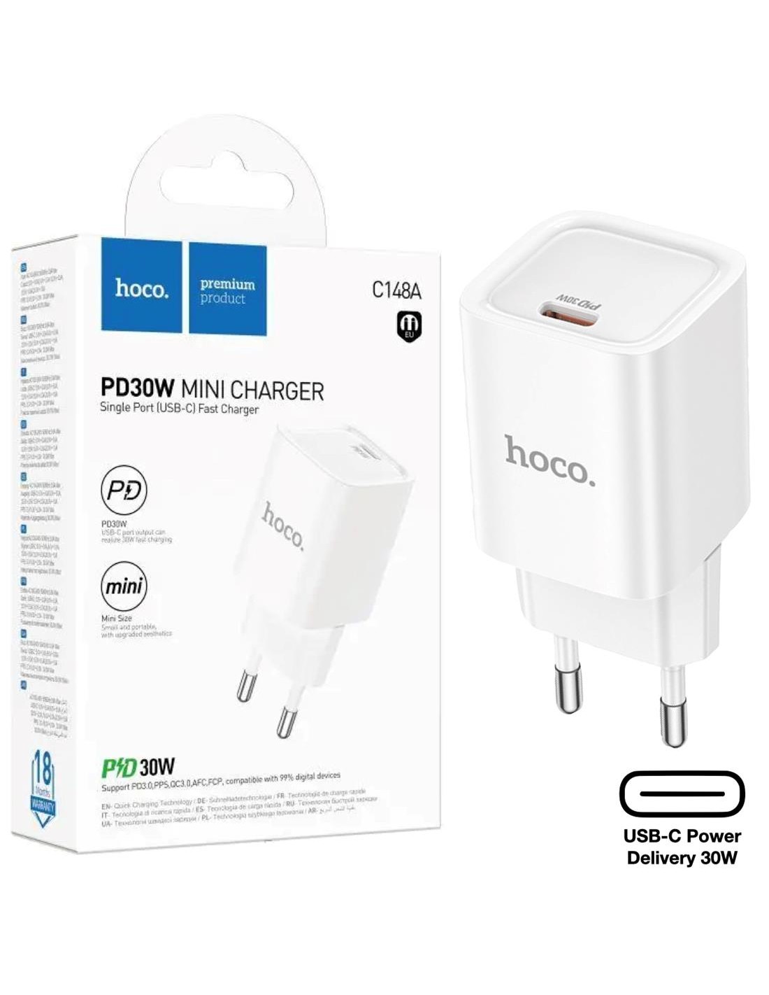 Cargador USB-C 30W Hoco C146A PD30W Blanco